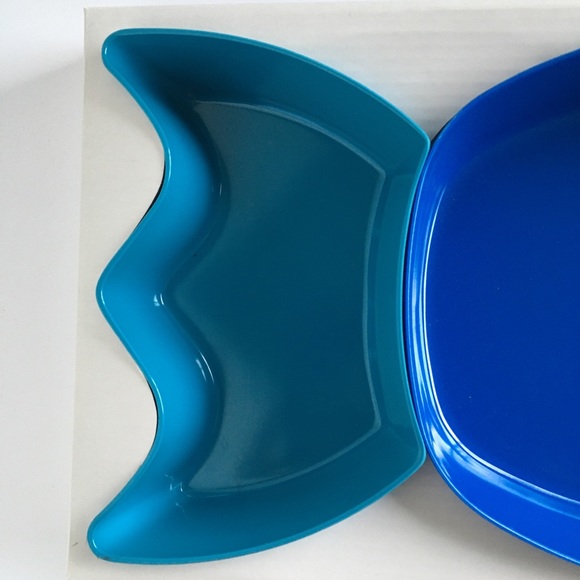 Pier 1 Dining Pier Fish Snack Dishes New Vintage Blue Aqua Plastic